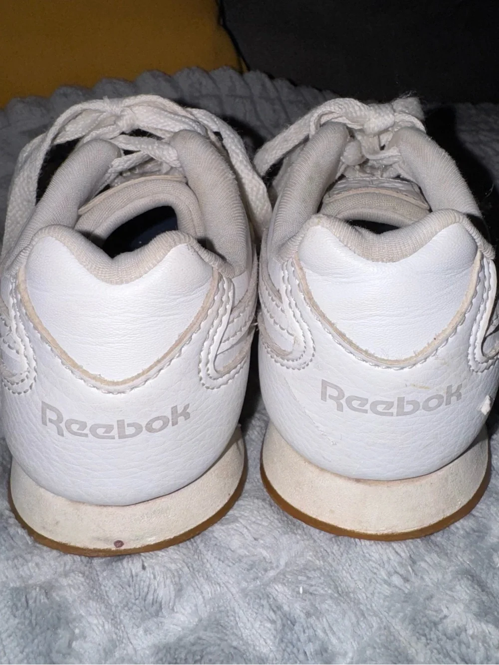 Reebok White and Gum Kids Leather Sneakers